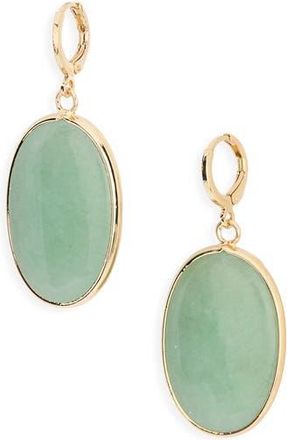 Nordstrom Rack Semiprecious Oval Drop Earrings in Green- Gold at Nordstrom Rack