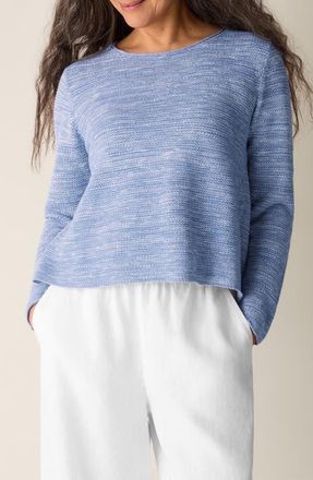 Eileen Fisher Organic Linen & Cotton Blend Crewneck Sweater in Haze at Nordstrom, Size Xx-Small