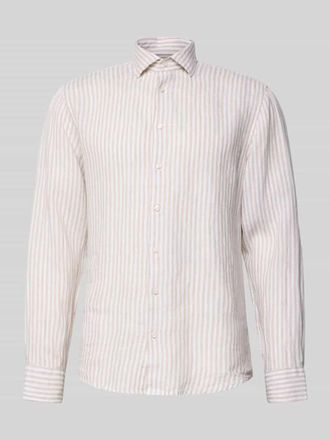 Seidensticker Regular Fit Business-Hemd aus Leinen mit Kentkragen in Sand, Gr&ouml;&szlig;e 39