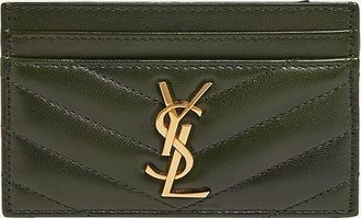 Saint Laurent YSL Monogram Card Case in Quilted Smooth Leather