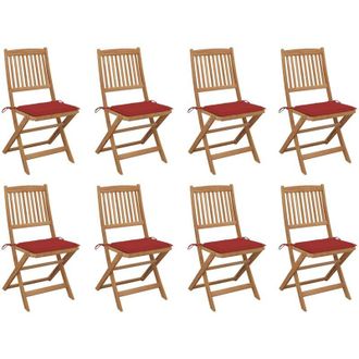 vidaXL Sillas De Jard&iacute;n Plegables 8 Uds Y Cojines Madera Maciza Acacia Vidaxl