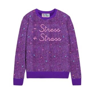 MC2 Saint Barth Zachte Multicolor Trui met Strass - Dames - Ronde hals truien - Paars - XS - Truien & Vesten