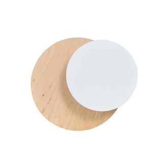 Wonderlamp Aplique de pared n&oacute;rdico con 2 piezas circulares blanco y madera