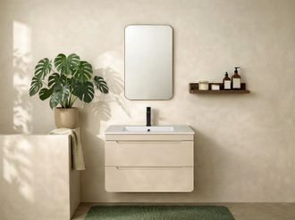 Vente-Unique Mobile bagno sospeso con lavabo da incasso Beige 80 cm - ARUBA