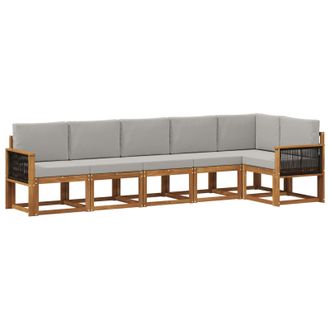 vidaXL Set Di Divani Da Esterno 6 Pz Naturale E Grigio Chiaro Vidaxl