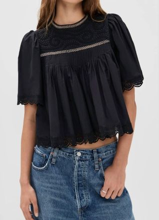 Sea New York Larissa Embroidery Top In Black