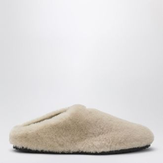 Prada Light beige shearling clogs