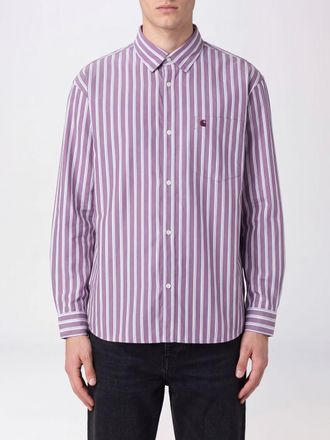 Carhartt Work in Progress Striped Cotton Poplin Shirt with Embroidered Logo