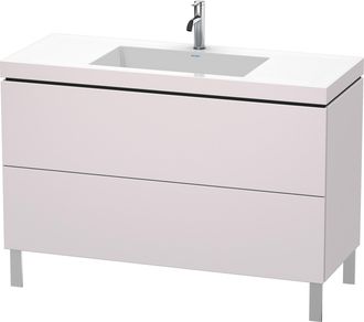 Duravit Lavabo Para Muebles Duravit L-cube C-bonded Con Base De Pie, 120x48 Cm, 2 Extra&iacute;bles, Sin Rebosadero, 1 Agujero Para Grifo, Color: Blanco Lila Seda La