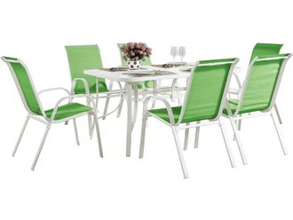 Habitat et Jardin Conjunto De Jard&iacute;n Mesa + 6 Sillas De Textileno c&oacute;rdoba - Verde