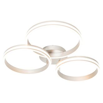 QAZQA Dise&ntilde;o Plaf&oacute;n De Acero Con Led Regulable En 3 Pasos 3 Luces - Navara Aluminio /pl&aacute;stico /acero Redonda Incluye Led Max. 3 X 45 Watt - Qazqa