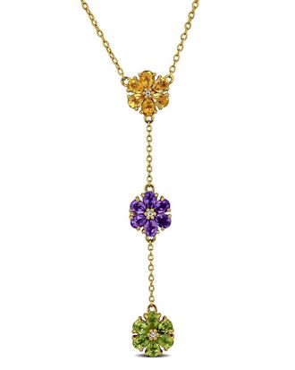 Rina Limor Silver 2.68 Ct. Tw. Amethyst & Citrine & Peridot & Topaz Necklace