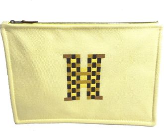 Herm&egrave;s Yellow Toile H Clutch Bag Pouch (Pre-Owned)