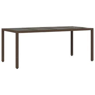 Berkfield Home Garden Table with Glass Top Brown 190x90x75 cm Poly Rattan | Size: 190 x 90 x 75 cm
