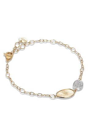 Marco Bicego Lunaria 18K Yellow Gold and Diamond Petite Double Leaf Bracelet in White Gold/Yellow Gold at Nordstrom, Size 6.25