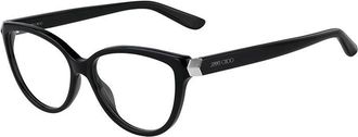 Jimmy Choo London Eyeglasses Rectangle Full Rim, Black Frame And Clear Demo Lenses Lens Jc226080700