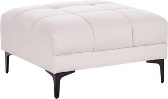 Beliani Beliani - Otomana Rectangular De Tela Acolchada Capiton&eacute; Reposapi&eacute;s Blanco Crema Alnes