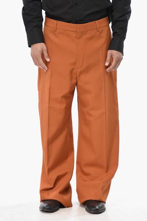 Off-white Pantaloni 4 Tasche in Lana Vergine con Chiusura a Scomparsa Off-White