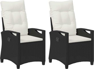 vidaXL Silla De Jard&iacute;n 2 Uds. Negro Y Crema Acero Y Poli&eacute;ster Vidaxl