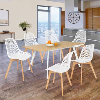 IDMarket Lote De 6 Sillas De Comedor Mandy Blancas
