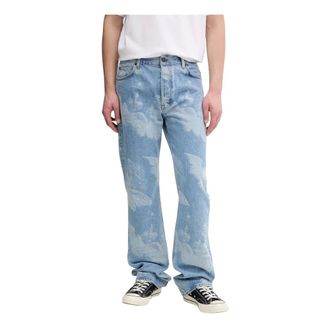 Fiorucci Angel Print Straight Fit Jeans - Heren - Jeans - Blauw - Maat: W32 Katoen
