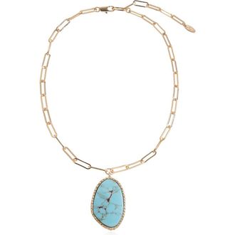 Ettika Oval Stone Pendant Necklace in Turquoise at Nordstrom Rack