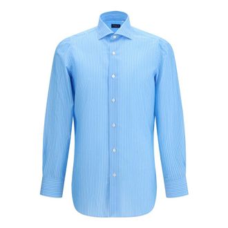 Finamore Camicia Regular 170 A Due a Righe - - Shirts - Uomo - Blu - S
