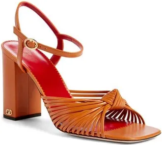 Valentino Garavani Annet Block Heel Sandal in Brown at Nordstrom, Size 39.5
