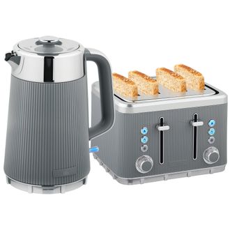 HOMCOM 1.7L 3000W Rapid Boil Kettle and 4 Slice Toaster Set Crumb Tray - White | TJ Hughes