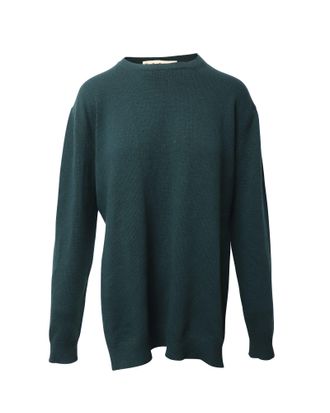 Marni Long Sleeve High Low Sweater in Green Wool
