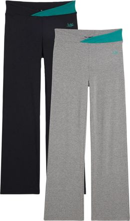 Bonprix Sporthose BONPRIX Baumwoll-Sporthose, Bootcut (2er Pack), Damen, Gr. 52/54 (XXL), N-Gr, grau meliert, schwarz, Obermaterial: 95% Baumwolle, 5% Elastha
