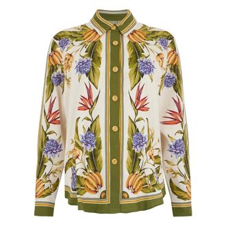 Farm Rio FARM Rio, Shirts, female, Multicolor, Size: XS Floral Long-Sleeved Shirt