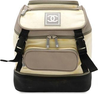 Chanel Black Gray Ivory Nylon Rubber Leather Backpack (Pre-Owned)