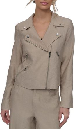 DKNY Crinkle Moto Jacket in Pebble at Nordstrom, Size X-Large