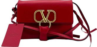 Valentino Red Calfskin V-Sling Small Shoulder Bag (Authentic Pre-Loved)