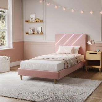 X Rocker Lily Single Bed Frame with App Controlled LED Lights in Pink