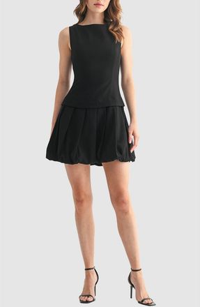 Lush Sleeveless Bubble Hem Minidress in Black at Nordstrom Rack, Size X-Large