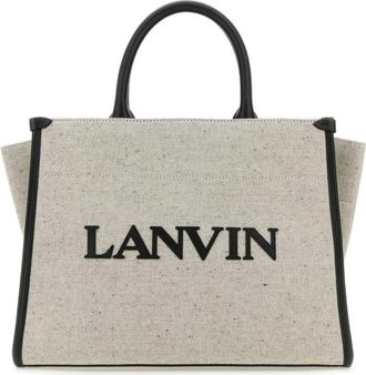 Lanvin Two-tone Canvas Small In & Out Shopping Bag - Dames - Shoppers - Beige - ONE Size - Katoen - Tassen