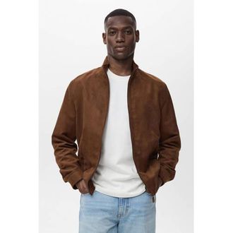Mango suede jas donkerbruin