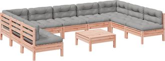 vidaXL Set De Sof&aacute;s De Jard&iacute;n 10 Pzas Con Cojines Madera Abeto Douglas Vidaxl