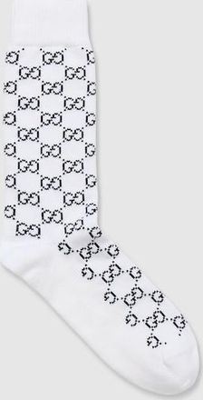 Gucci GG Cotton Blend Socks, Size L, White