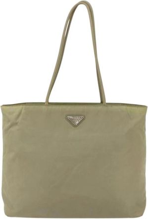 Prada Pre-owned Tote Bags, female, Beige, Size: ONE SIZE Pre-owned Vintage Nylon Tote Bag