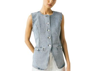 Blank NYC Summer Vibes Denim Vest Womens Clothing Blue : MD, Cotton/Denim/Spandex
