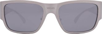 Versace Light Grey Mirror Black Square Mens Sunglasses VE2262 12666G 56