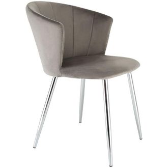 RayGar ELLA Velvet Accent Dining Chair - Grey w/ Silver Legs