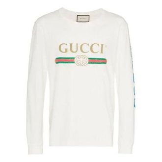 Gucci Classic Double G Logo Belt Pattern Long Sleeves White 476330-X9V44-9169