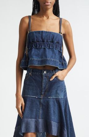 sacai Crop Denim Camisole in Blue at Nordstrom, Size 1