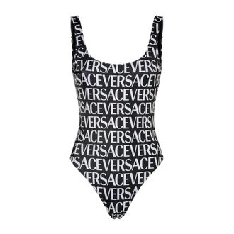 Versace One-piece, female, Black, Size: M One-piece with white and black logo