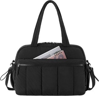 Generic Travel Duffel Bag Lightweight Tote Sport Shoulder Gym Luggage,Compatible For Women Weekender with Waterproof Multi Pocket(Black)