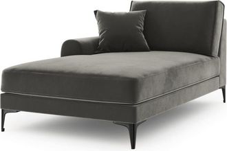 BLOOMINGLOFT Chaiselongue Madara mit Samtbezug - Grau